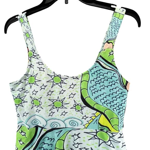 Artscow Custom Swimsuit Dress Women L Blue Multicolor Skater Stretch Art Unique - Picture 3 of 15